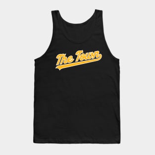 Oakland East Bay 'The Town' Baseball Script T-Shirt: Showcase Your East Bay Baseball Passion with Oakland Pride! Tank Top